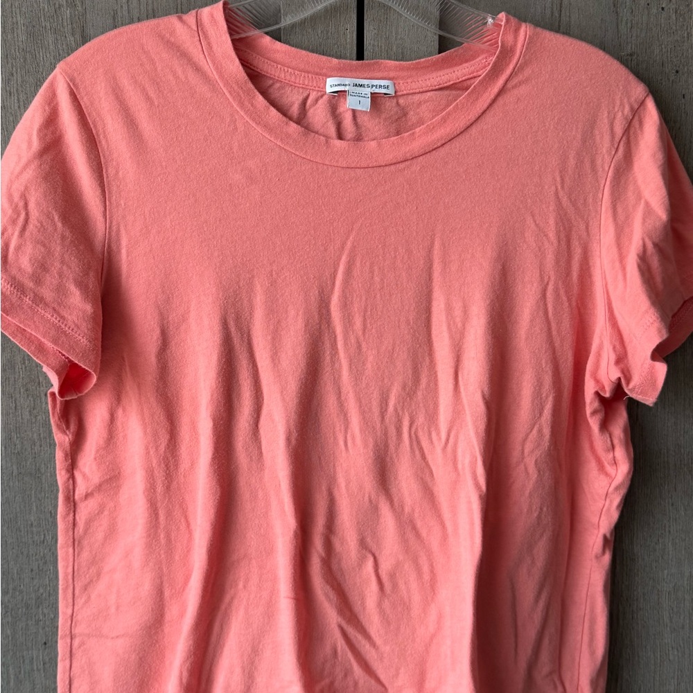 James Perse Pink-Coral Short Sleeve Crewneck Tee